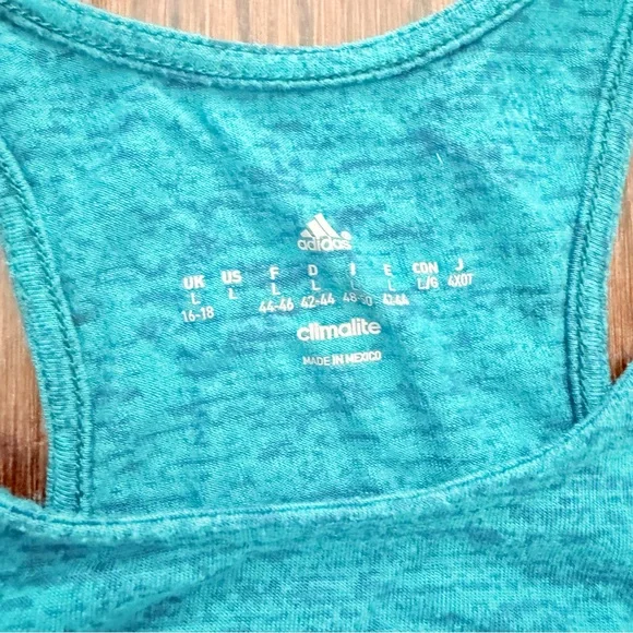 adidas Climalite Teal Tank Top Size Large activewear workout top - Picture 2 of 4